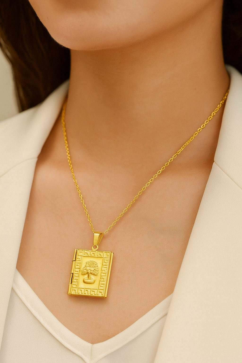 Vintage Rectangle Locket Necklace