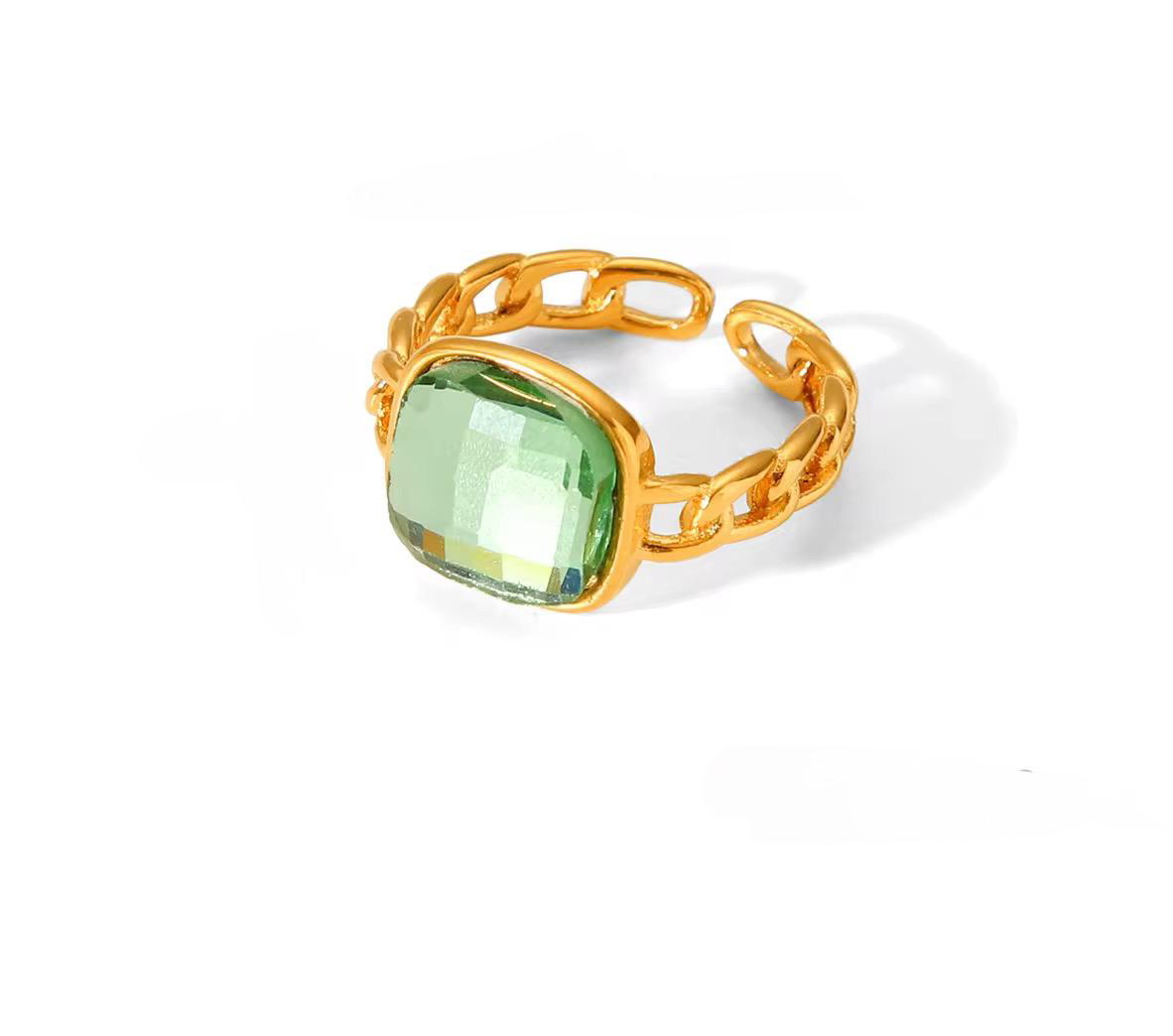 Square Green Gem Ring