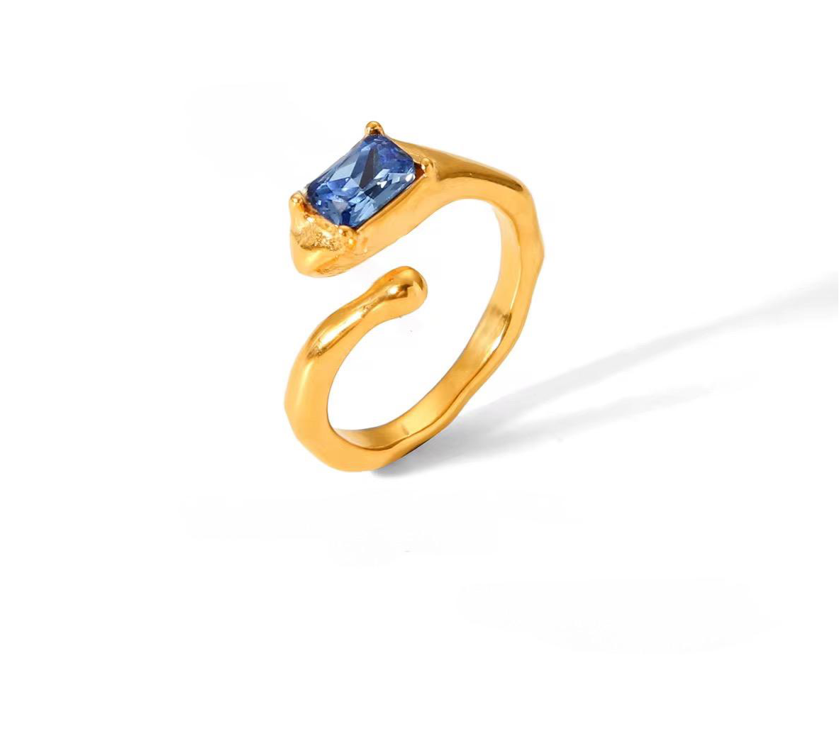 Azure Rectangle Open Ring