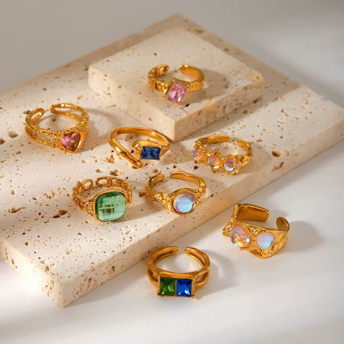 Azure Rectangle Open Ring