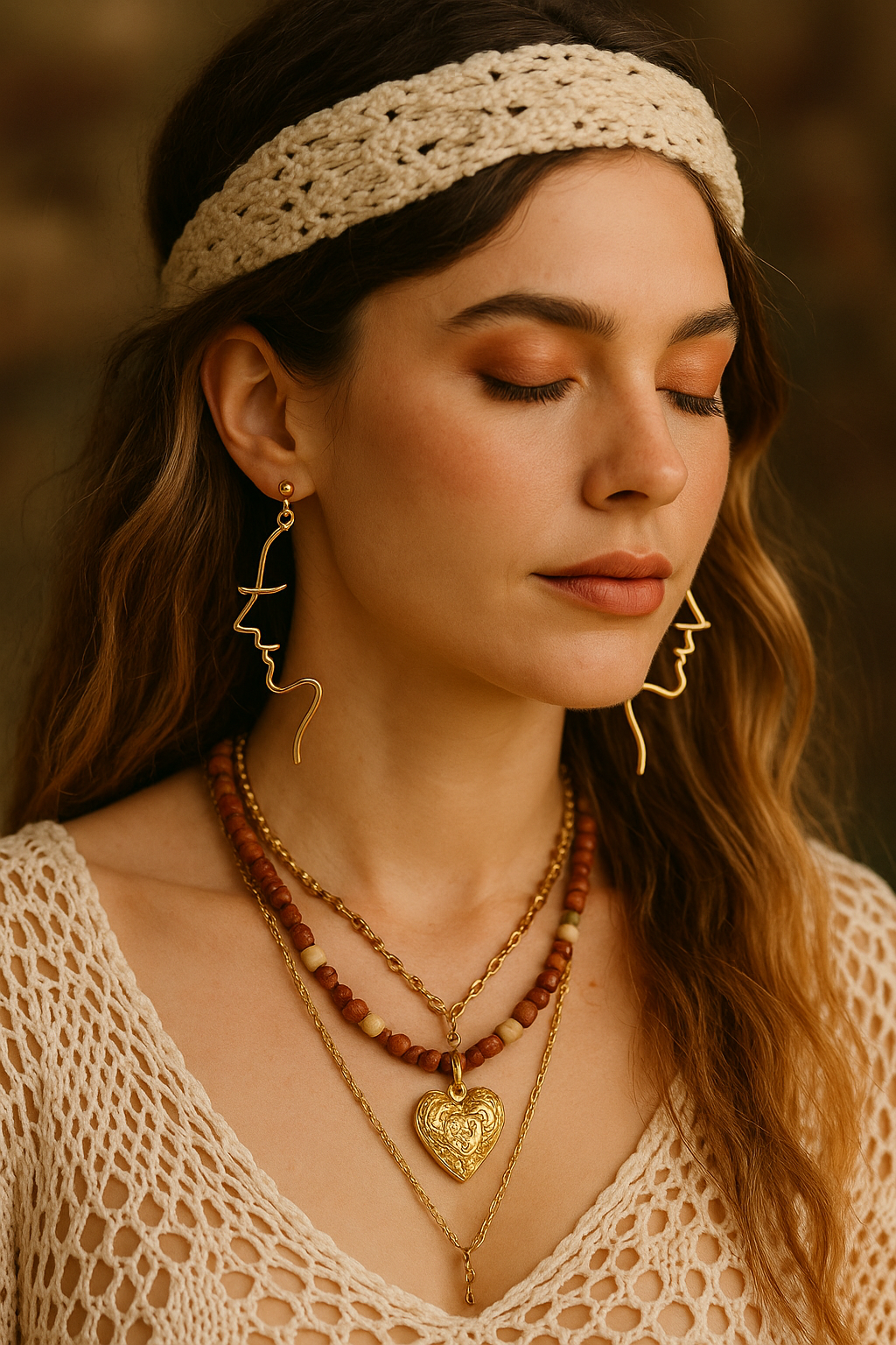 Face Outline Gold Earrings