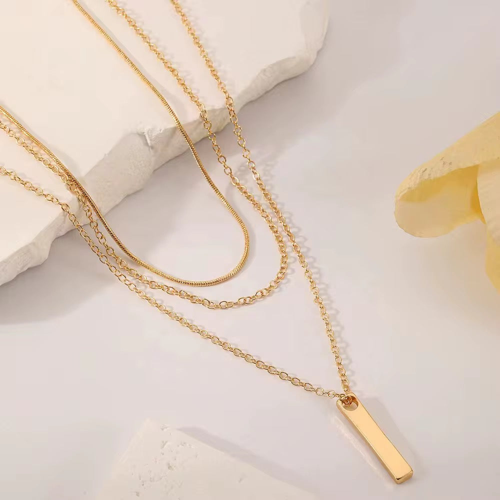 Layered Bar Pendant Necklace