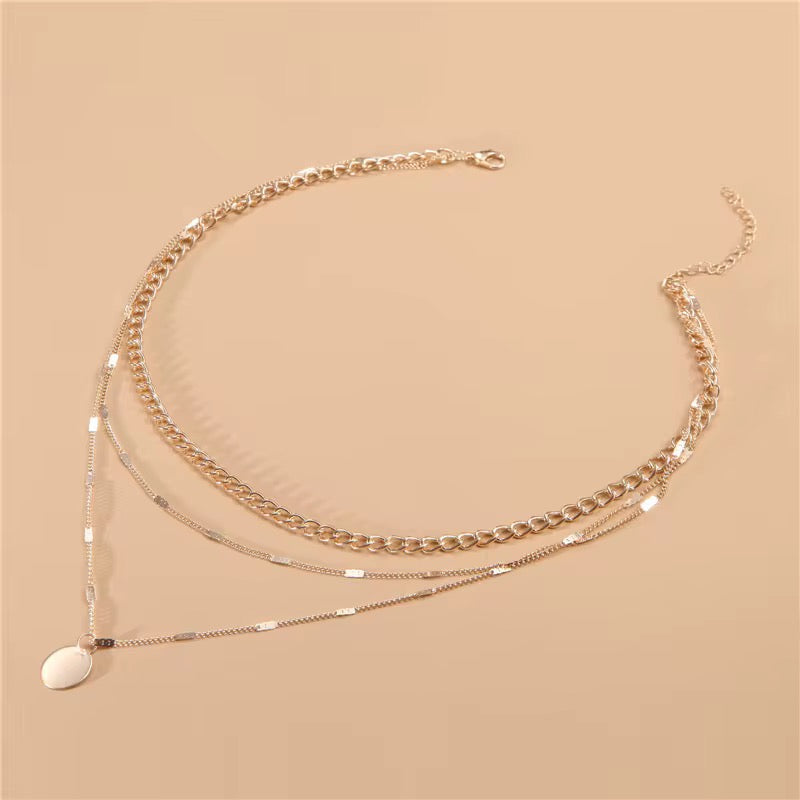 Layered Chain Pendant Necklace