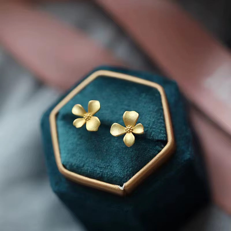 Gold Flower Stud Earrings
