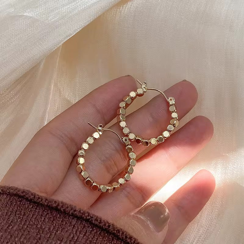 Gold Beaded Hoop Earrings