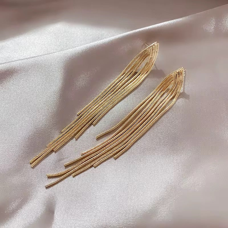 Golden Cascade Fringe Earrings