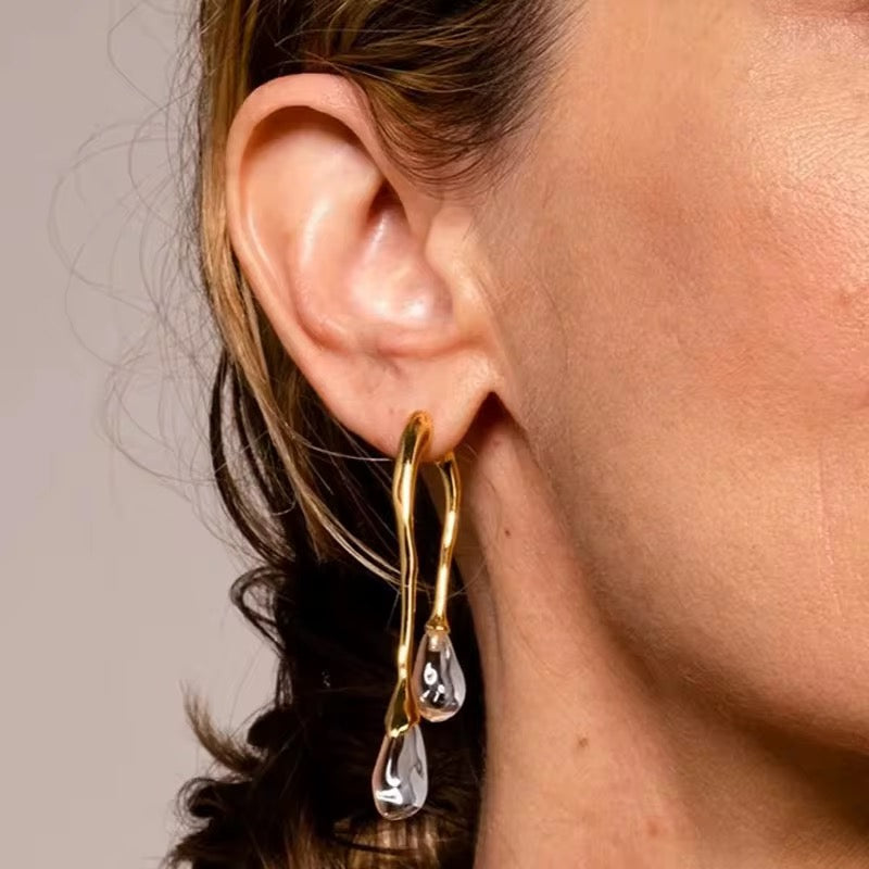 Golden Drip Crystal Earrings