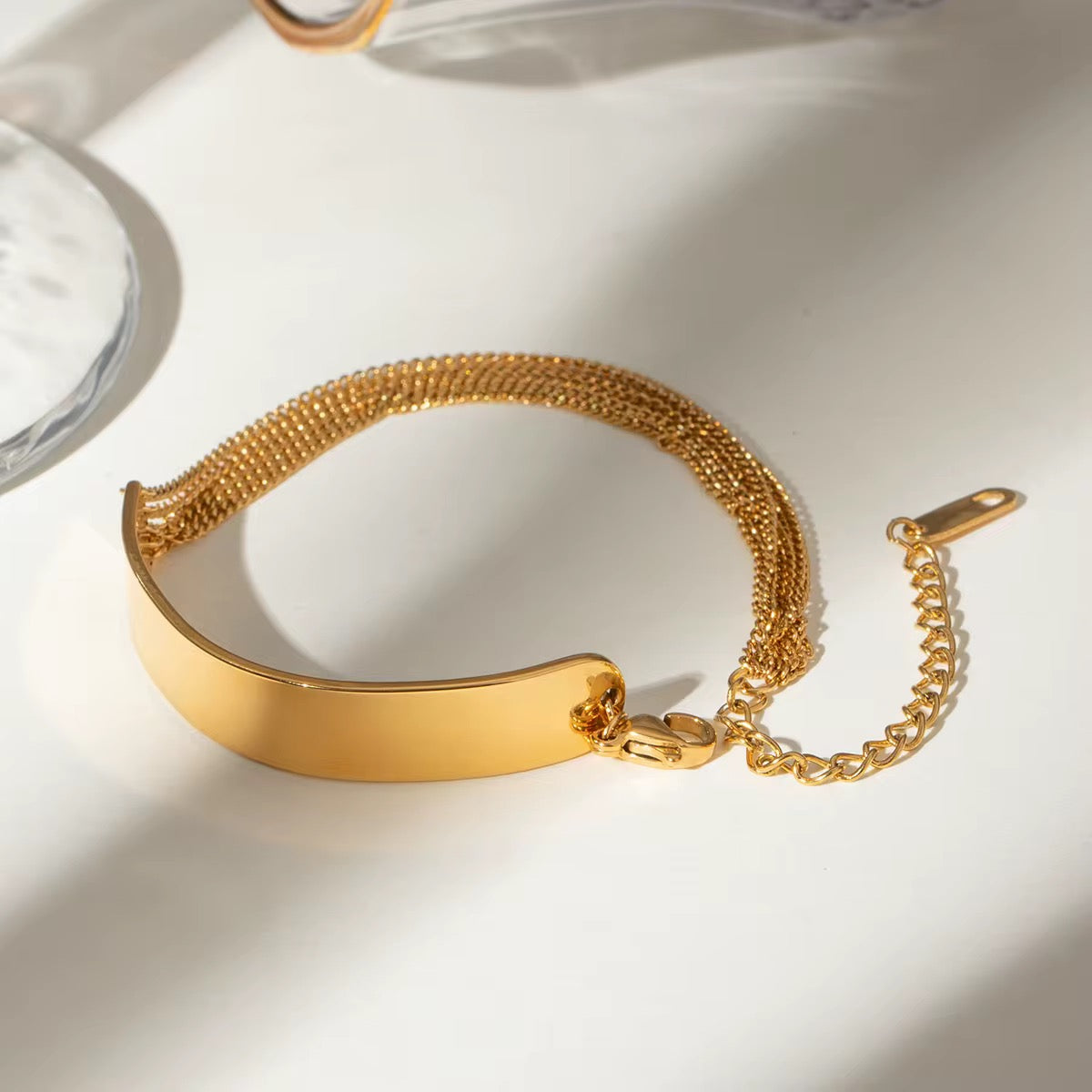 Gold Chain Cuff Bracelet