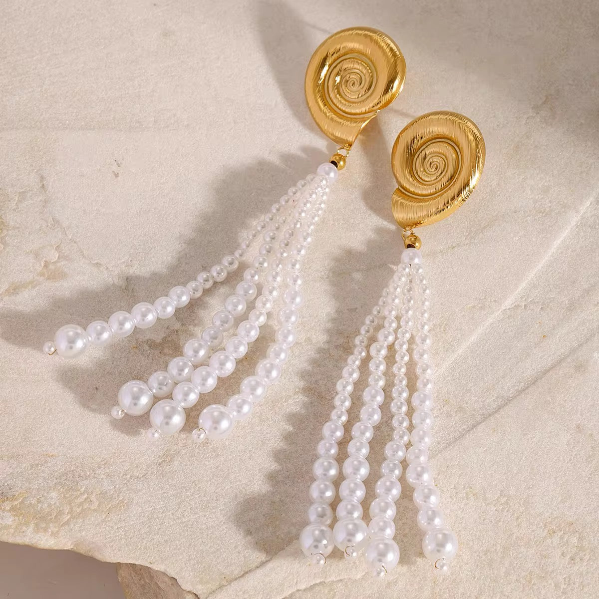 Golden Pearl Cascade Earrings