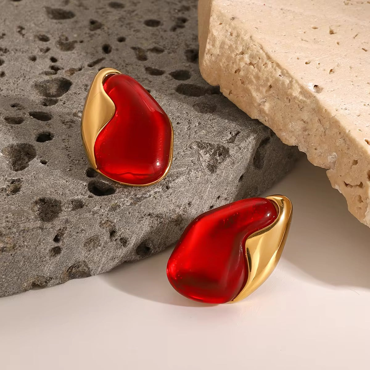 Scarlet Red Gold Earrings