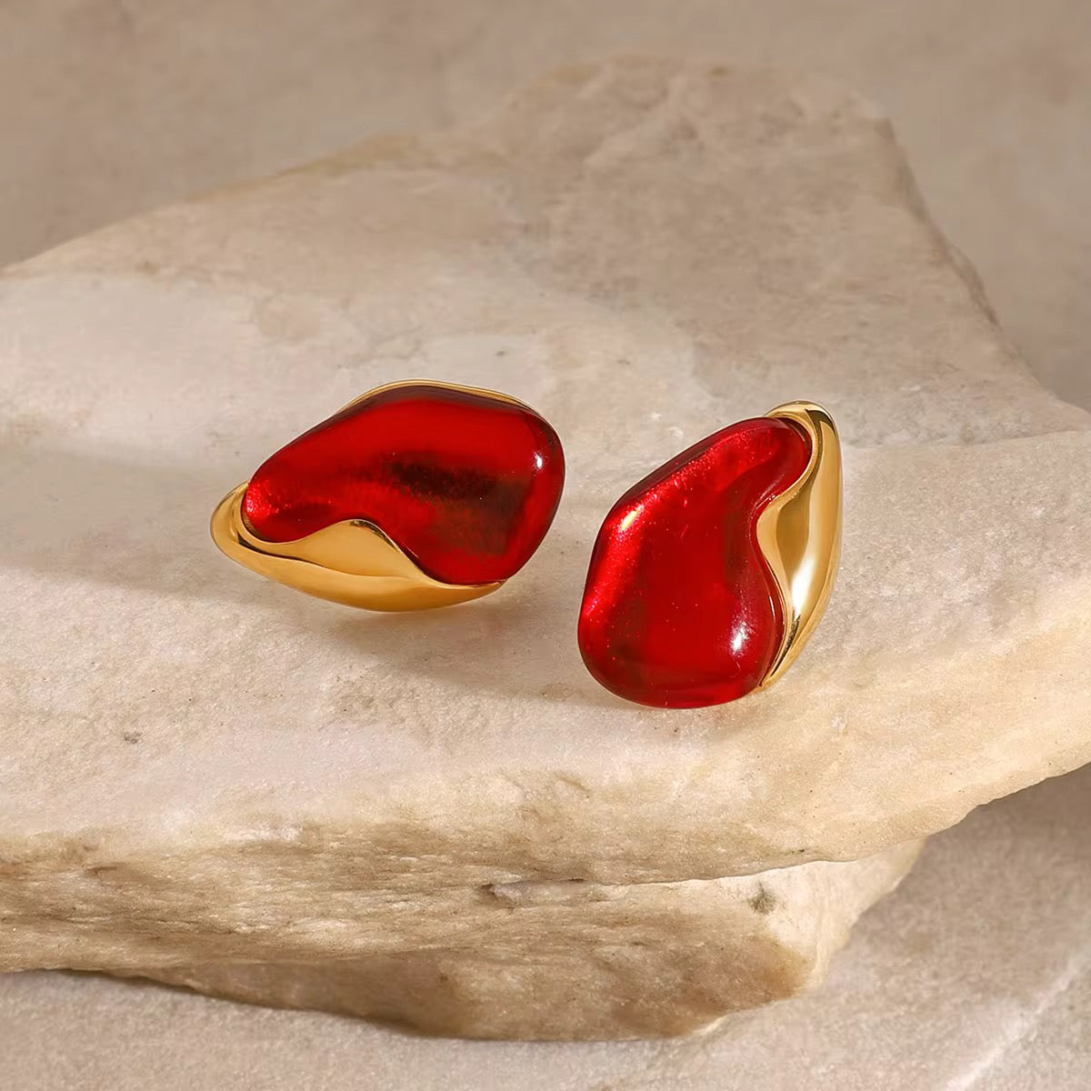 Scarlet Red Gold Earrings