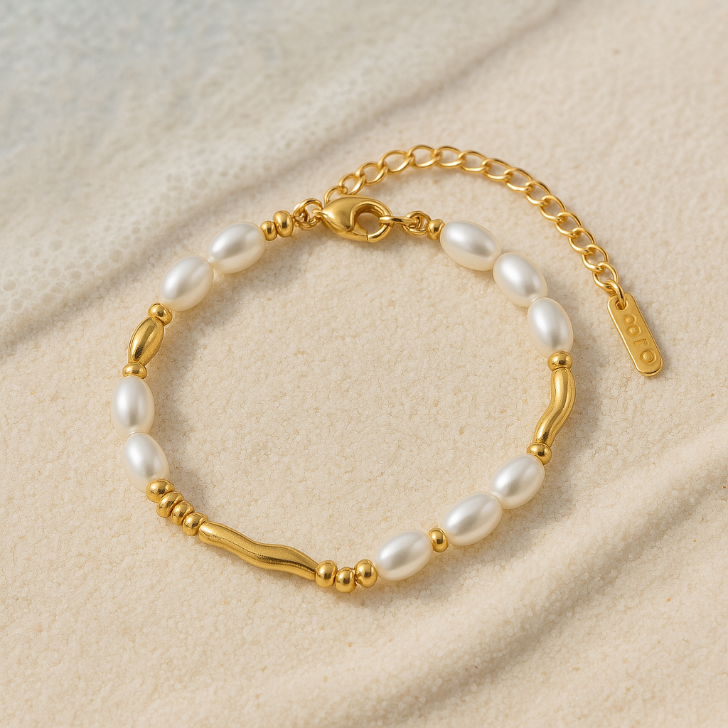 Pearl & Gold Bead Bracelet
