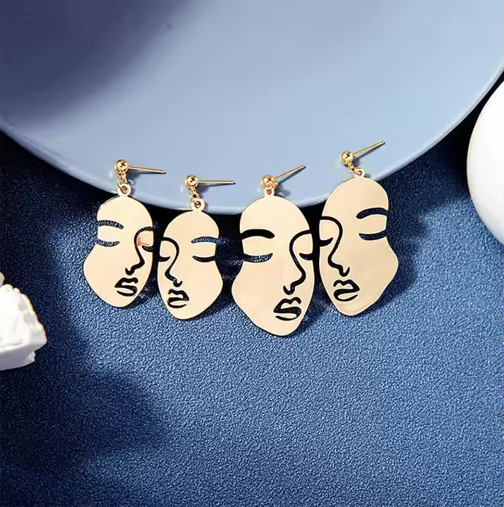 Abstract Face Stud Earrings
