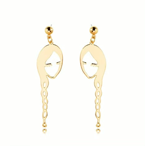 Abstract Face with Braid Earrings
