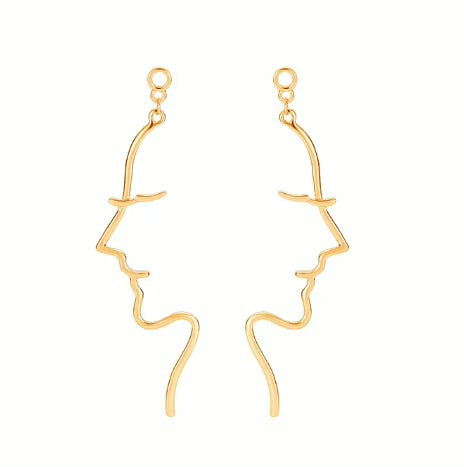 Face Outline Gold Earrings