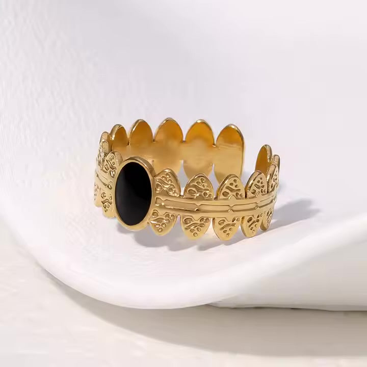 Midnight Crest Gold Ring