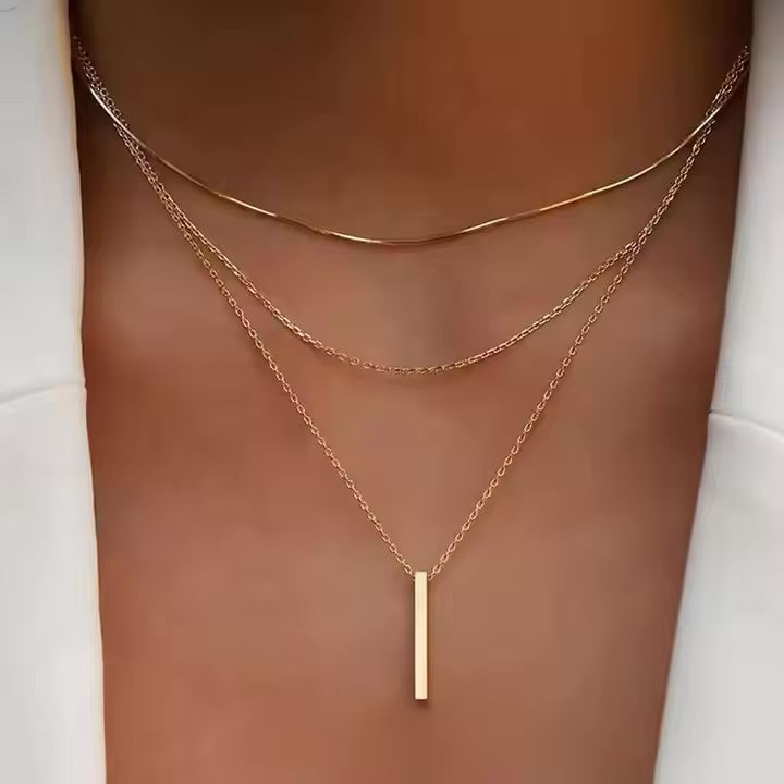 Layered Bar Pendant Necklace