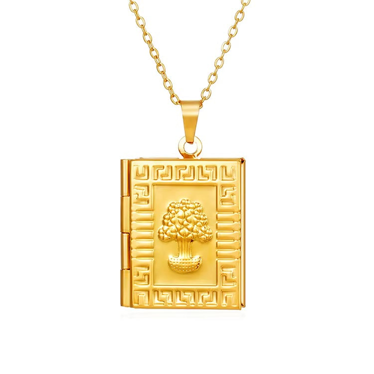 Vintage Rectangle Locket Necklace