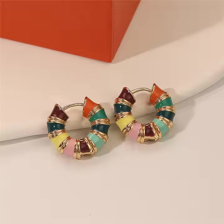 Colorful Enamel Hoop Earrings
