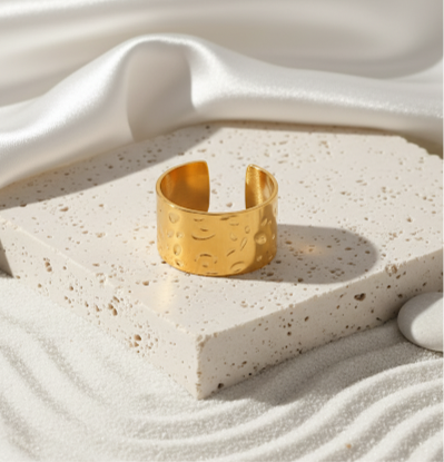 Lunar Textured Gold Ring