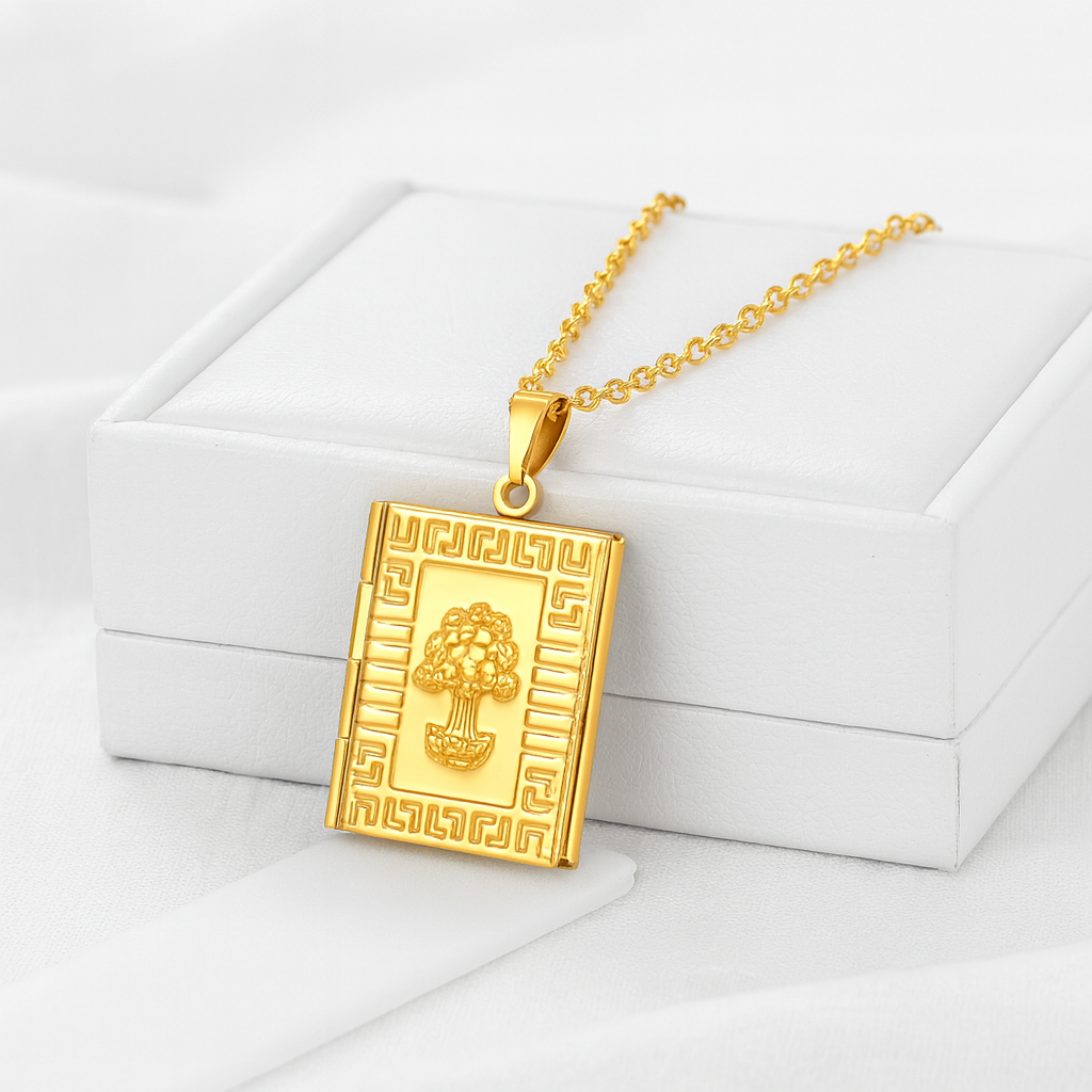 Vintage Rectangle Locket Necklace