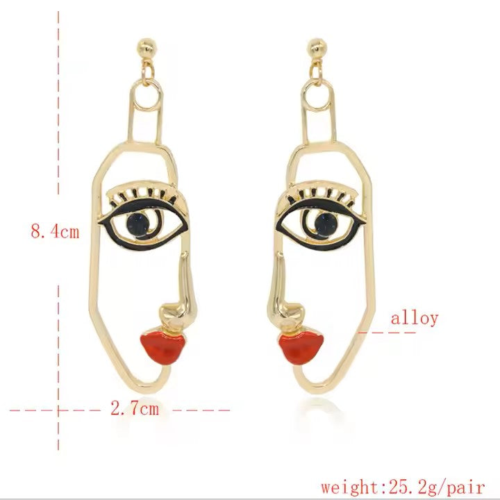 Abstract Facial Feature Dangle Earrings