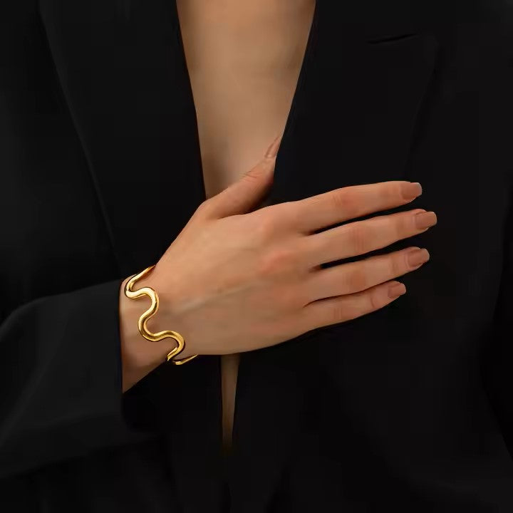 Flowing Wave Open Bangle