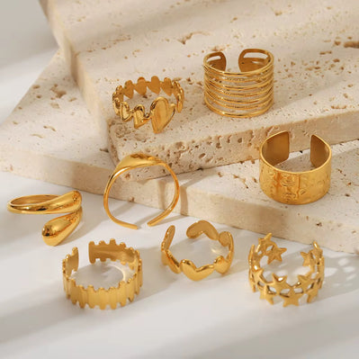 Lunar Textured Gold Ring