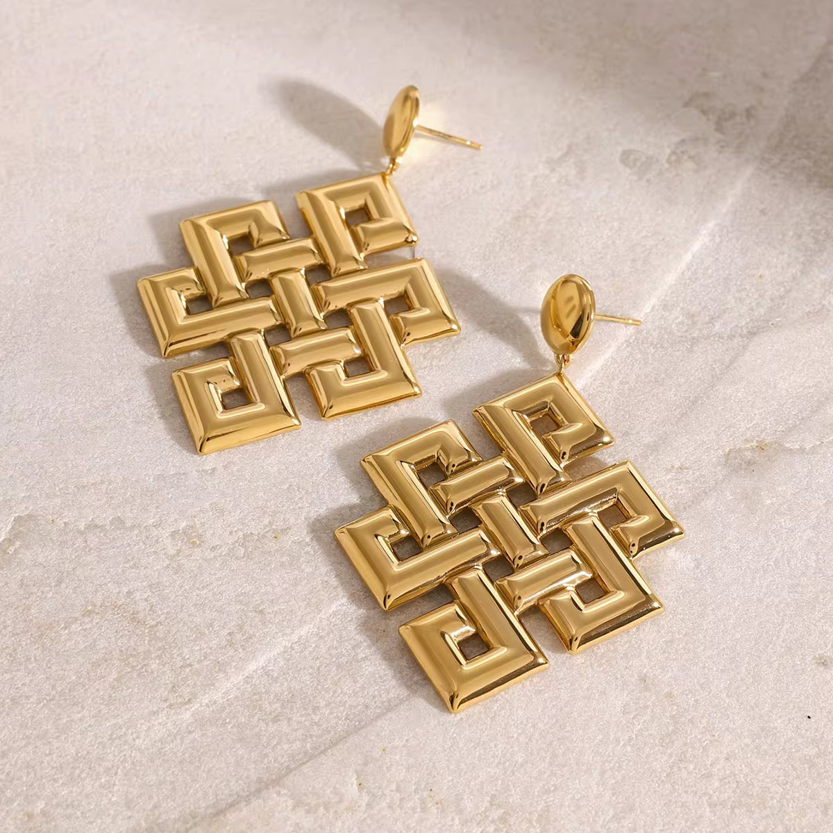 Geometric Gold Drop Earrings