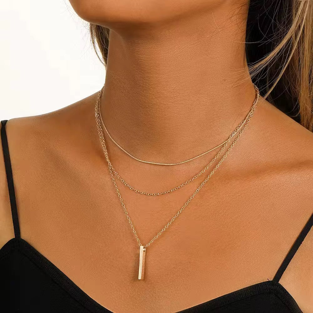 Layered Bar Pendant Necklace