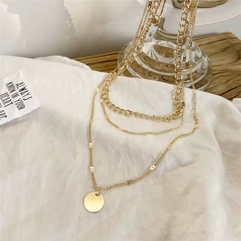 Layered Chain Pendant Necklace