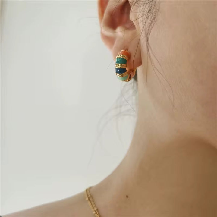 Colorful Enamel Hoop Earrings