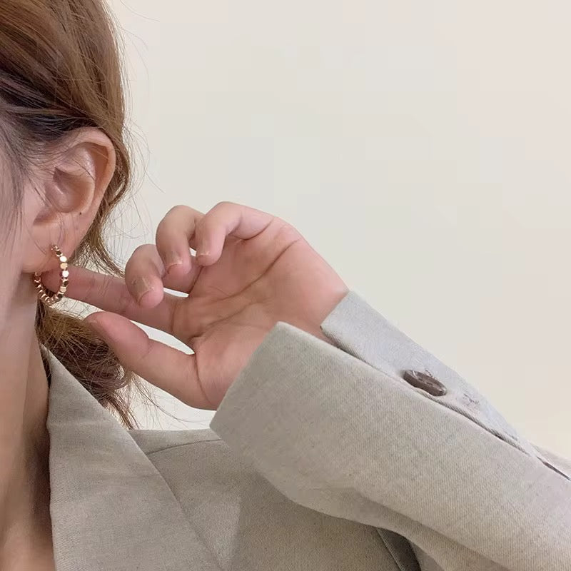 Gold Beaded Hoop Earrings