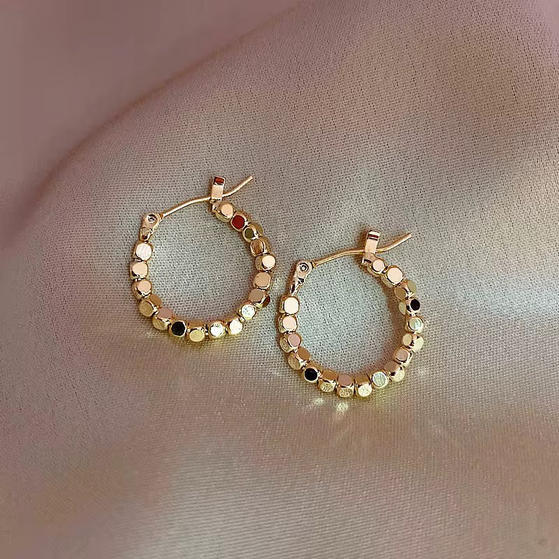 Gold Beaded Hoop Earrings