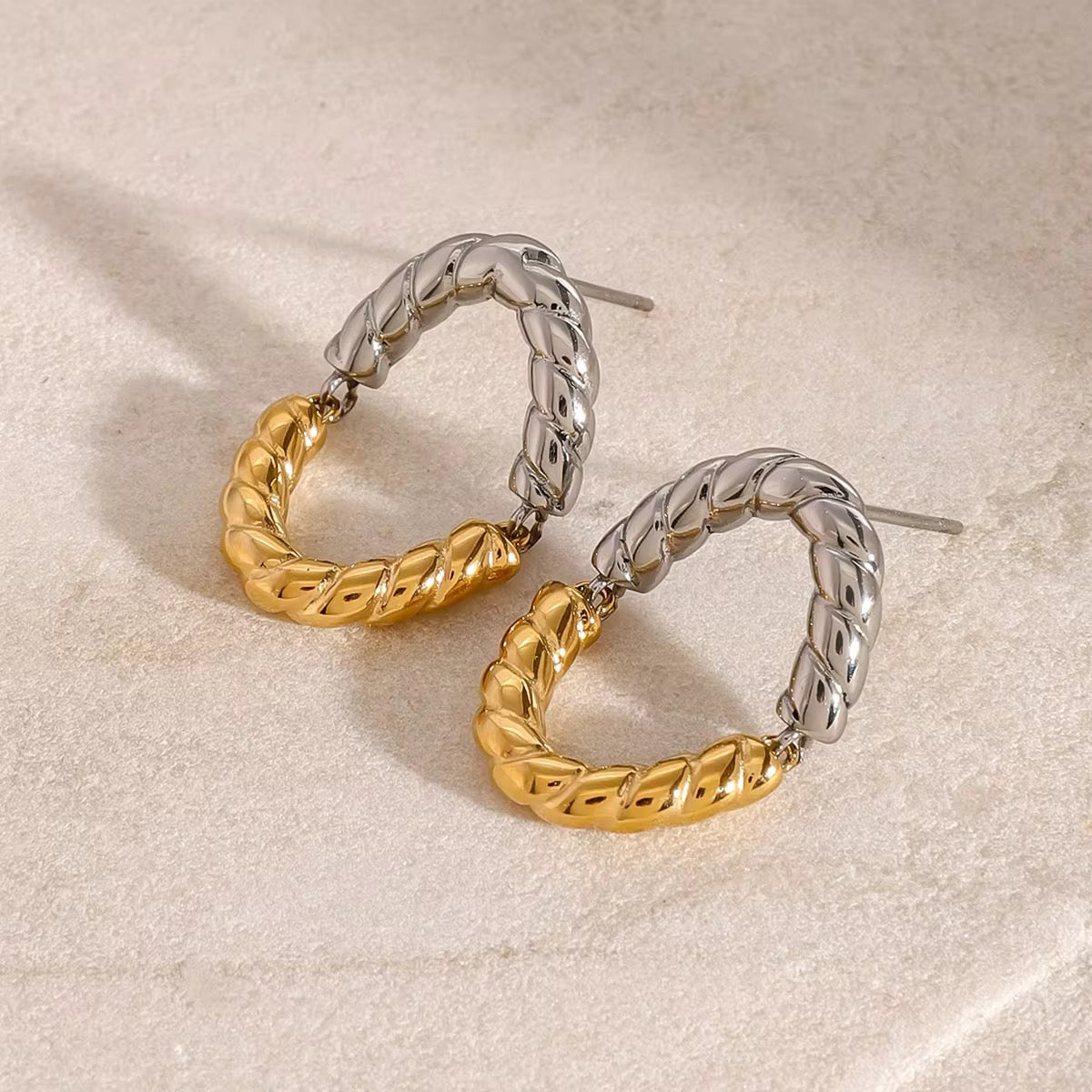Gold & Silver Braided Hoop Earrings