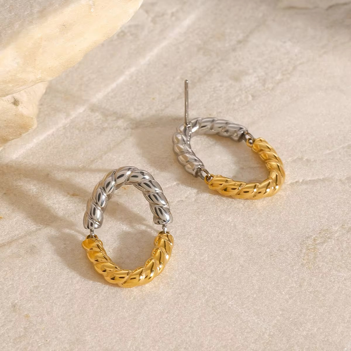 Two-Tone Hoop Earrings