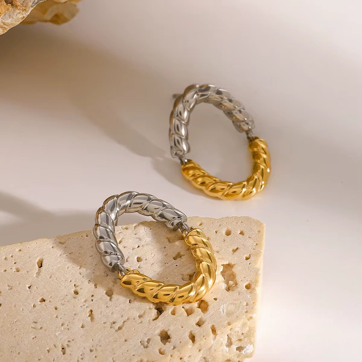 Two-Tone Hoop Earrings