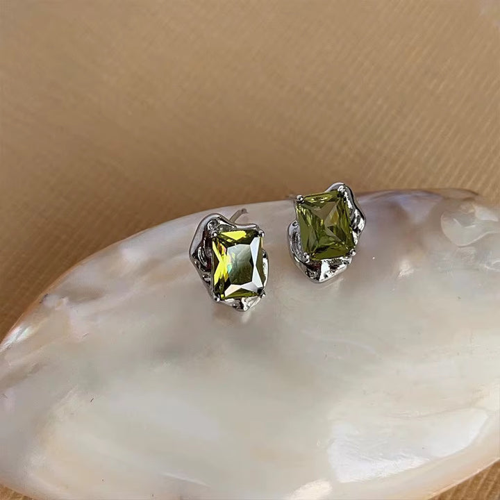 Olive Radiance Stud Earrings