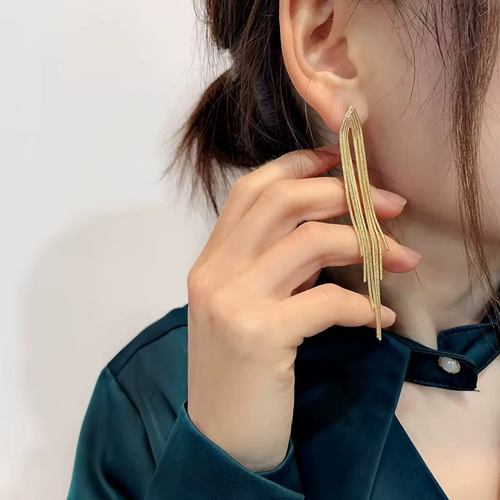 Golden Cascade Fringe Earrings