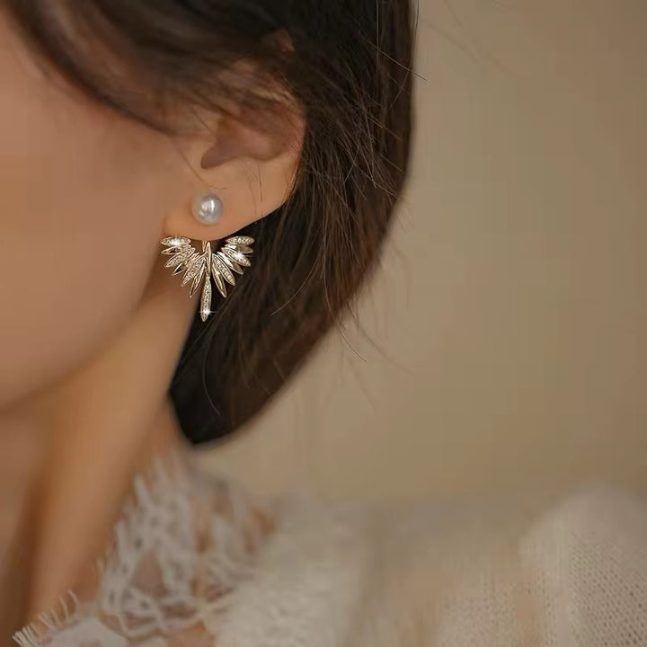 Pearl Radiance Leaf Earrings