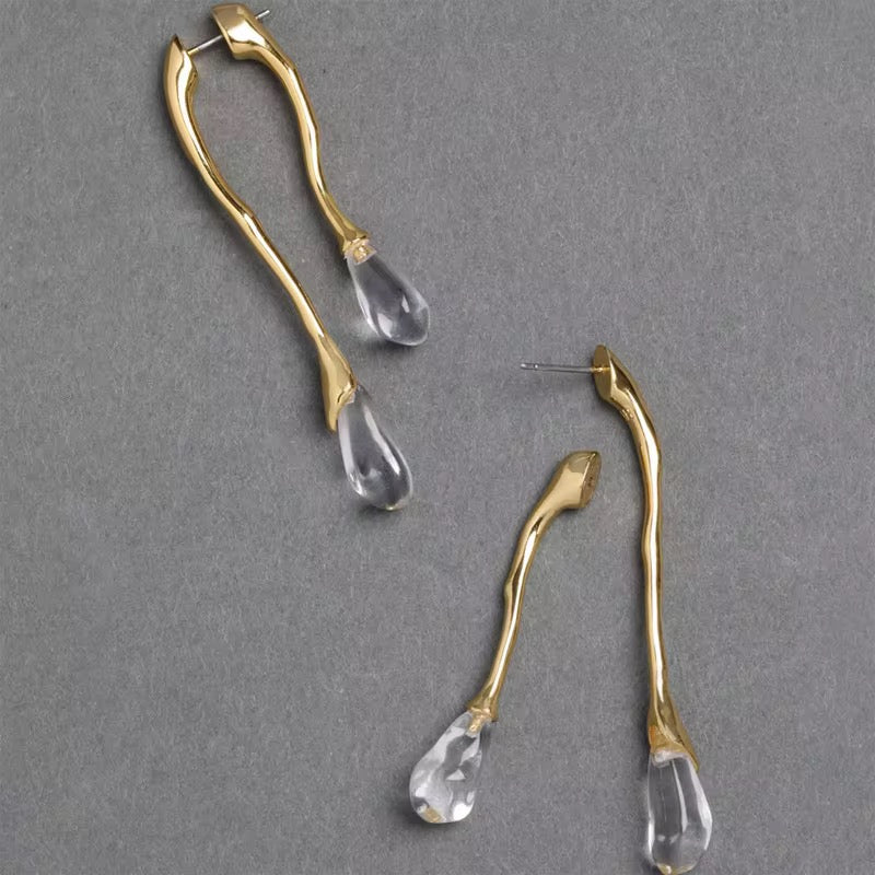 Golden Drip Crystal Earrings