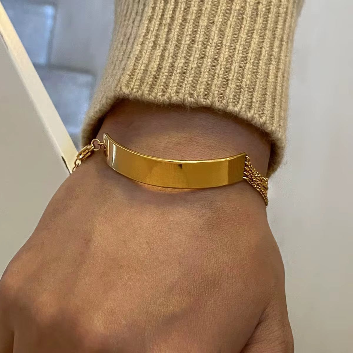 Gold Chain Cuff Bracelet