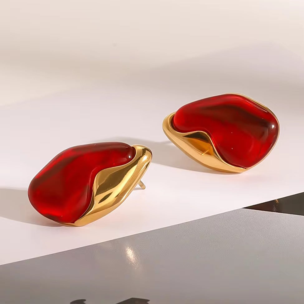 Scarlet Red Gold Earrings