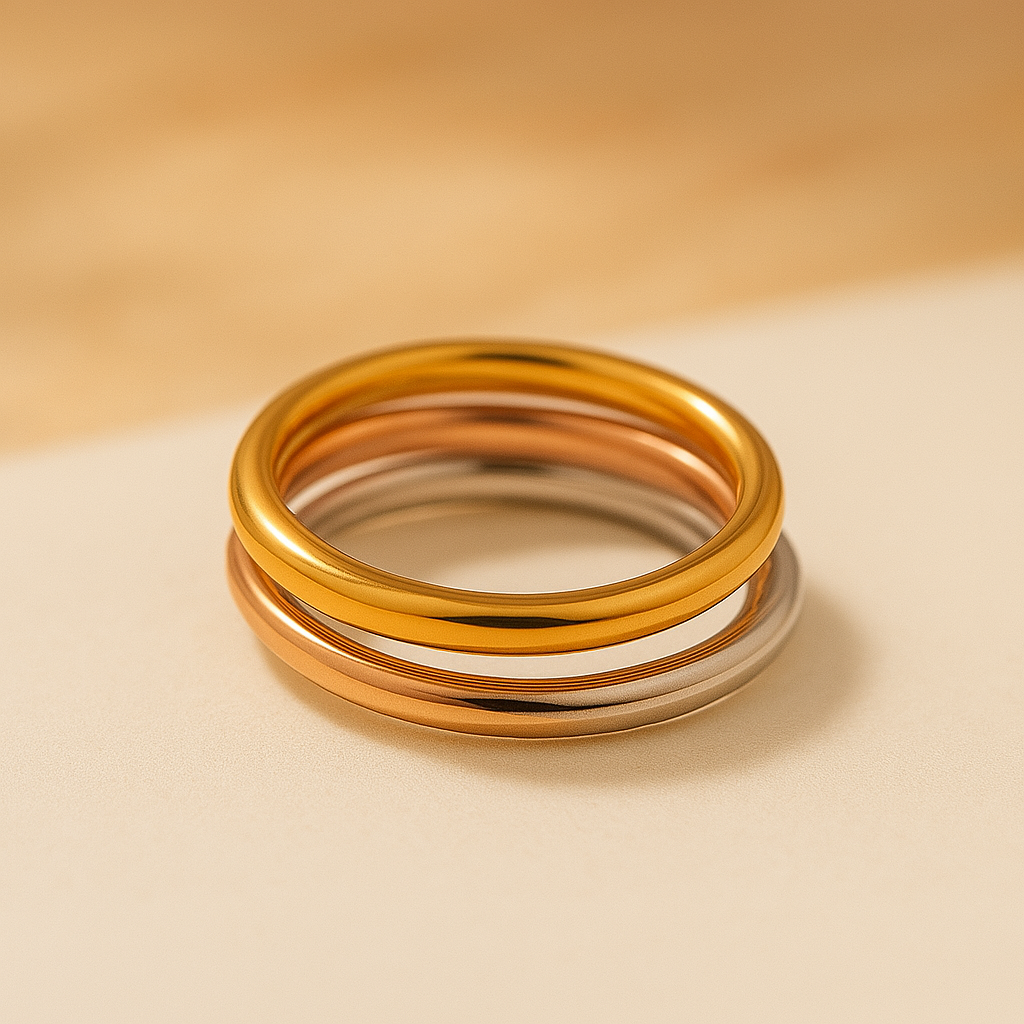 Stackable Three-Tone Ring Set