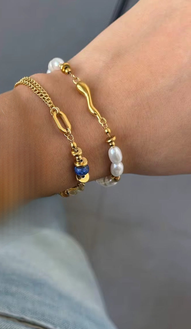 Pearl & Gold Bead Bracelet