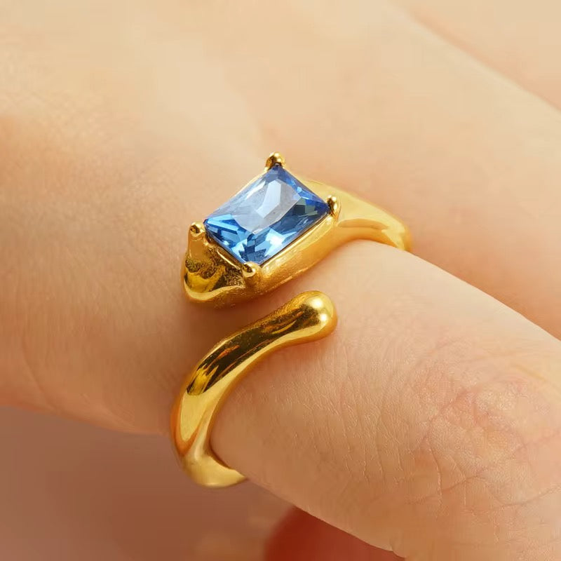 Azure Rectangle Open Ring