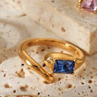 Azure Rectangle Open Ring