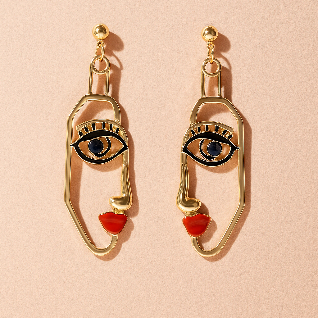 Abstract Facial Feature Dangle Earrings