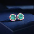 Green Gemstone Floral Studs