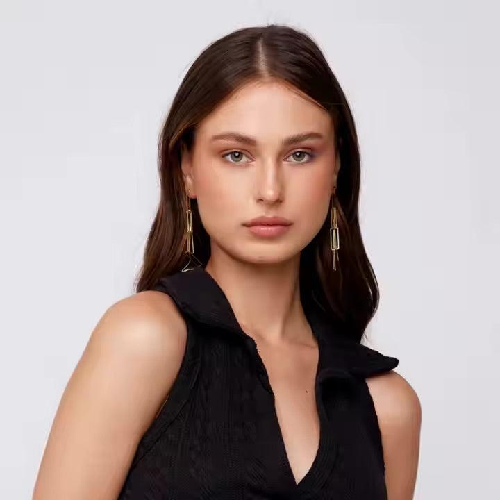 Gold Chain Link Dangle Earrings